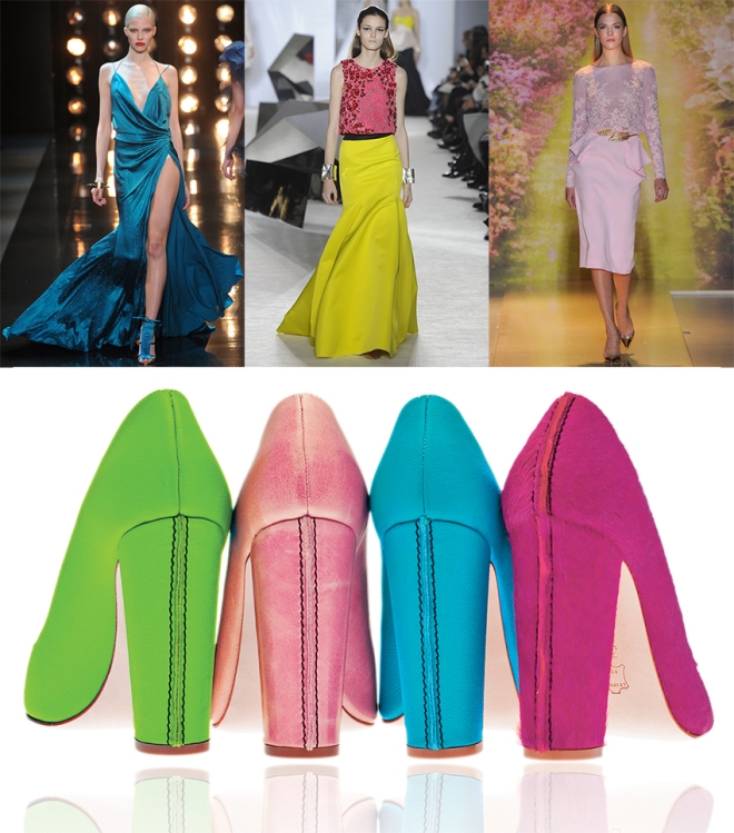 Top: Spring 2014 couture from Alexandre Vaultheir, Giambastisa Valli,  & Vionnet. Bottom: MO SAIQUE's 'Heidi'